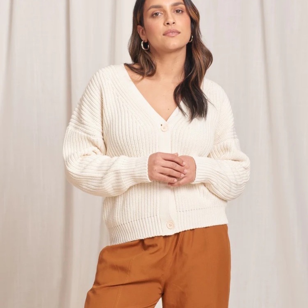 Tradlands Shelter Cotton Cardigan in Birch